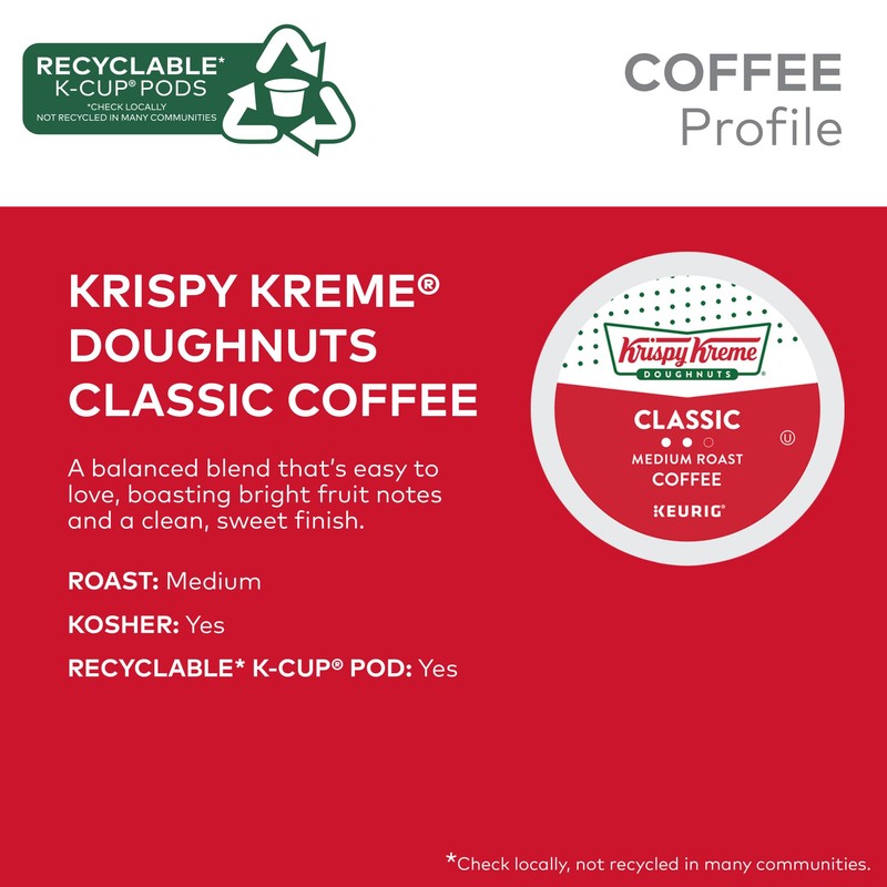 Krispy Kreme Classic, Single-Serve Keurig K-Cup Pods, Medium Roast Coffee