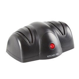 Restaurantware-Kitchen Tek 2-Stage Electric Knife Sharpener, 1 Straight-Edge Knife Sharpener With Sapphirite Grinding Wheel - 120 V, Quick Sharpening, Gray Plastic Sharpener For Kitchen Knives