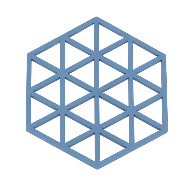 5pcs Table Mats Geometric Hex Shape Hollow Silicone Blue Insulation