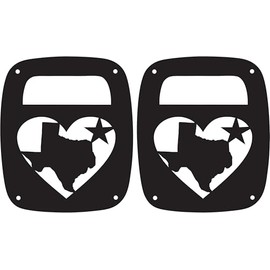JeepTails Heart of Texas Tail lamp Light Covers Compatible with Jeep CJ or YJ and TJ Wranglers Black Set of 2