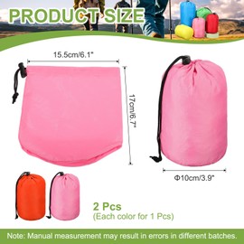 sourcing map 3.9x6.1x6.7 Stuff Sack, 2 Pack Nylon Water Resistant Portable Drawstring Dust Flap Bags Stuff Sack Ultralight Dry Bag for Camping Hiking Backpacking Traveling, Pink/Orange