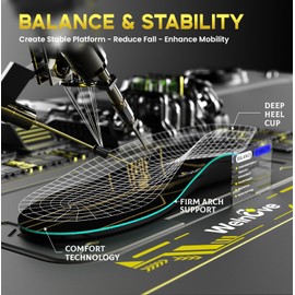 Carbon Fibre Insoles with Arch Support, Shock-Absorbing Performance Soles for Active Sports, Energy Return and Protection Against Injuries, Not for Stud Shoes and Tight Shoes, M