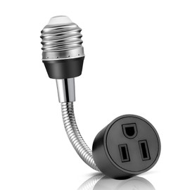 3 Prong Outlet Light Socket Adapter,Light Bulb to Outlet Socket Adapter with Extension Cord,Flexible Light Socket Plug Adapter for Garage,Porch and Patio Light,6 Inch Socket Outlet Extender