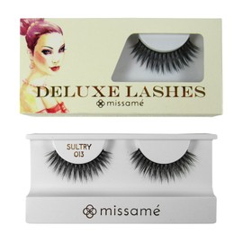 Missamé SULTRY Deluxe Beauty False Eyelashes Set Handmade with Premium Synthetic Fibers, Black, 1 Pair