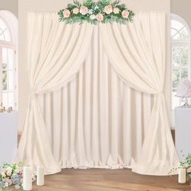 Ivory Backdrop Curtains Photography Background Drapes: 20ft x 10ft Polyester Fabric Panels - for Birthday Anniversary Ceremony Decorations