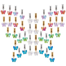 PH PandaHall 40PCS Butterfly Glass Charms Pendants, 10 Styles AB Color Butterfly Large Hole Dangle Pendants with Clasps 20mm Long for DIY Necklace Earrings Bracelets Keychains Jewellery Making Crafts