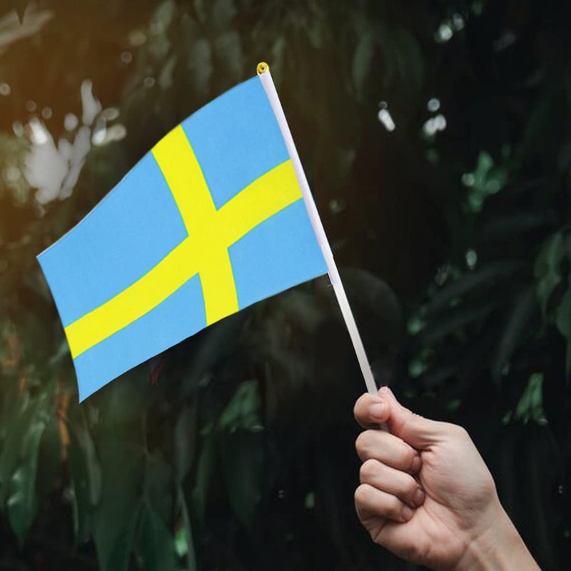 Sweden Flag Swedish Small Stick Mini Hand Held Flags Decorations