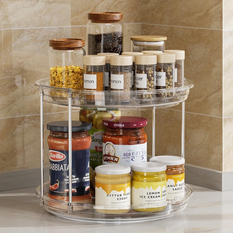 2 Tier Lazy Susan Turntable Organizer 9.25'' Rotating Spice Rack