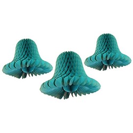 Teal Green Honeycomb Tissue Bell Decorations, Set of 3 (15 inch, 11 inch, 9 inch)