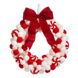 RAZ Imports 2023 Jingle & Cocoa Felt Peppermint Wreath 33cm