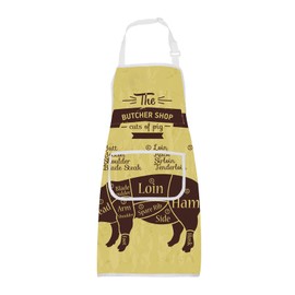 ENSIANTH Funny Butcher Apron for Men Women Butcher Gifts Pork Animal Butchering Meat Cutting Chef Kitchen Cooking Aprons with Pockets (butcher apron)