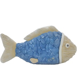 Etlemonde Coastal Ocean Decor Beach Coral Reef Decorations Marine Sea Shells Decor Fish Statues Resin Fish Crafts Home Nautical Decorations Bathroom Gifts