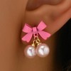 Pink Bow Earrings for Women Christmas Bow Earrings Cute Ribbon