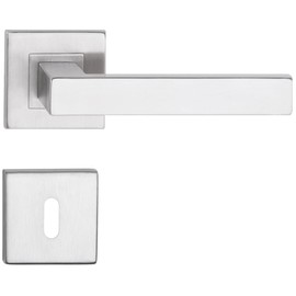 Sellon24® Door Handle Stainless Steel Matt for Interior Doors BB WC PZ Door Fitting Handle Set Square Modern Includes Mounting Material (BB Topaz)