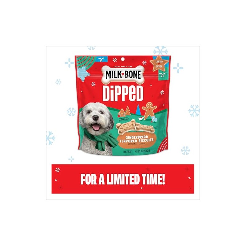Milk-Bone Dipped Gingerbread Artificially Flavored Dog Biscuits, 10 oz Bag