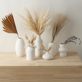 Parlamain Set of 16 White Ceramic Bud Vases, Minimalist Boho Small Pampas Grass Flower Vase for Farmhouse Home Decor, Wedding Centerpiece, Shelf and Table Decoration