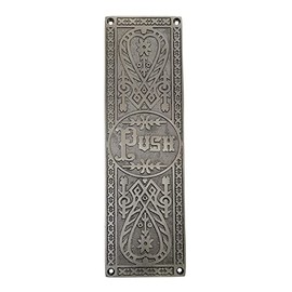 Adonai Hardware Decorative Brass Push Plate (10.2 Inch "Push", Antique Brushed Nickel)
