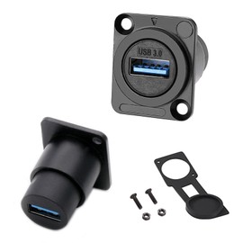 PENGLIN 2PCS USB 3.0 Waterproof Socket, D-Type USB Panel Mount Solderless Connector Female to Female Feed Thru Signal Coupler, High Speed Data Extension Interface Adapter