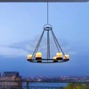 Outdoor Chandelier Solar, Hanging Candle Lantern with 7pcs Solar Powered