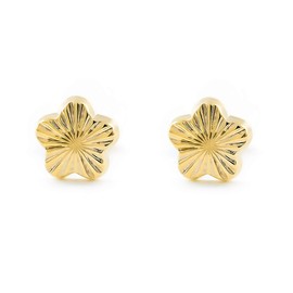 Baby Flower Stud Earrings - Yellow Gold 9 Carat (375) - Gift Box, Yellow Gold