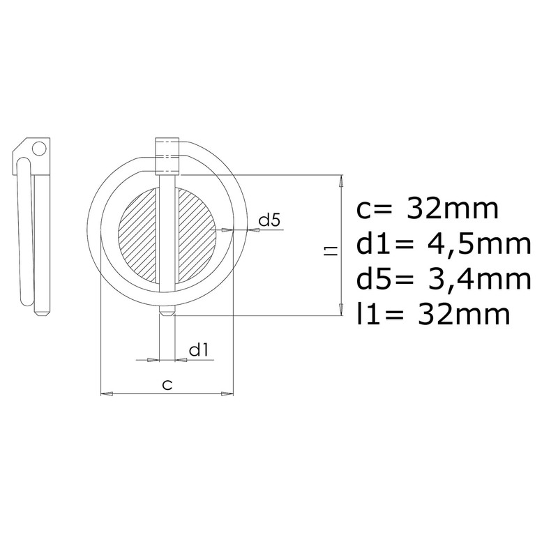 Design61 4x Standard Folding Pins 4.5 x 32 mm Galvanised