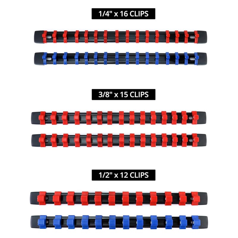 Autojack Socket Organizer Set, 6 Piece Sockets Rails, Secure Spring