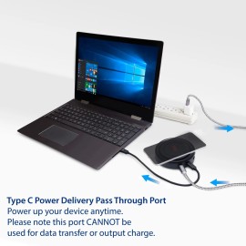 SYBA 6-in-1 USB 3.1 Gen 1 Type-C Hub Docking Station with 10W QI Wireless Charge