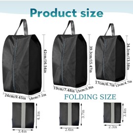 CJWLKJ 6Pcs Multi-Size Travel Shoe Bags Portable Travel Gifts Shoe Organizer with Zipper Closure, Waterproof Nylon Shoe Storage Organizer with Handle Travel Bags for Men and Women, Black