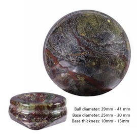 Nupuyai Natural 40 mm Dragon Bloodstone Crystal Ball with Ball Stand, Witch Gemstone Fortune Telling Ball, Reiki Crystal Healing Stone Meditation Feng Shui Wicca Decoration
