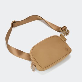 Pander Double Zipper Fanny Pack Nylon Everywhere Belt Bag, Fashion Waist Packs for Women with Adjustable Strap, 1L. (Burnt Caramel)