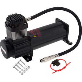 Vixen Horns Heavy Duty Onboard Air Compressor 200 PSI. Universal Replacement for Truck/Car Train Horn/Suspension/Ride/Bag kit/System. Fits All 12v Vehicles Like Semi/Pickup Trucks/Jeep Black VXC8301B