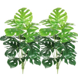 COTSEN 2Pcs Artificial Monstera Deliciosa Plant Fake Tropical Palm Tree 29inch Artificial Fake Monstera Turtle Leaf Plants Family Office Wedding Party Decor