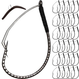 Dovesun 30PCS Weedless Hooks Wacky Rig Hooks Worm Fishing Hooks for Bass Fishing Sizes 1# Wide Gap Wacky Hooks for Noke Rig No Sinker Rig Wacky Rig with Soft Worm Baits