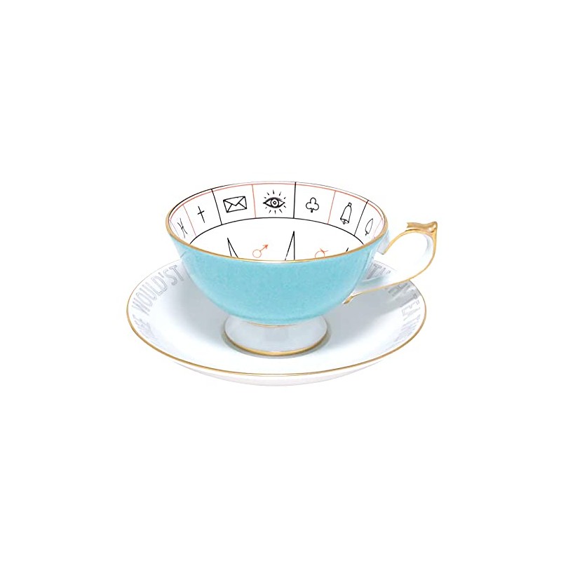 Ainsley Nellos Fortunetelling Tea Cup & Saucer 200ml Turquoise NLRS00001C