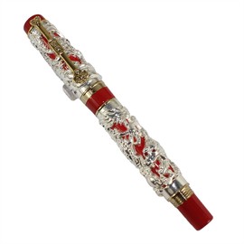 Gullor Collectible Luxury Rollerball pen Dragon and Phoenix Red and silver pen