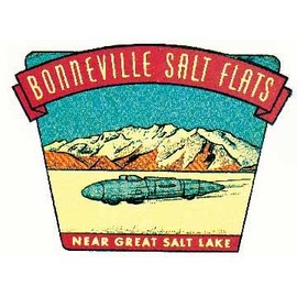 Bonneville Salt Flats Utah UT Racing Vintage Travel Decal Sticker Souvenir hot Rod Garage auto Racing