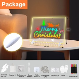 13.7x10Inch LED Drawing Board for Kids,7-Color Light Modes LED Note Board with Colors,Neon Art Light Up Acrylic Dry Erase Boards with Stand,7 Markers Sketching Holiday Gift Toy for Kids/Girls/Teens