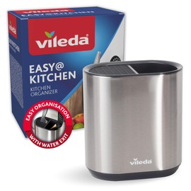 Vileda Kitchen Organiser Stainless Steel - Container for Storage of Cooking Utensils - Kitchen Utensil Holder - Utensil Holder Cooking Spoon Stand - Utensil Container Kitchen