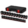 MIXPOWER 26 Pieces 1/2'' Drive Shallow Impact Socket Set,12 Point,Metric,10-36mm,CR-MO,Axle