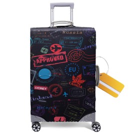 OrgaWise Elastic Travel Luggage Cover Suitcase Cover for 22-32 Inch Suitcase Protective Cover with zipper, with a Luggage tag, L(26-28 Inch)