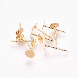 Unbranded 10 pcs Brass Real 18k Gold Plated Earring Posts/Studs with Rubber Backs - 5mm