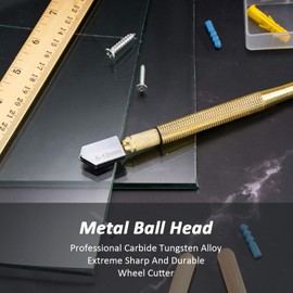 Mudder 9 Pcs Glass Cutter Tool Mirror Cutting Tool with 2-6 Mm, 5-12 Mm, 12-20 mm Glass Cutter Head and Screwdriver Oil Dropper Glove for Tiles Mirror