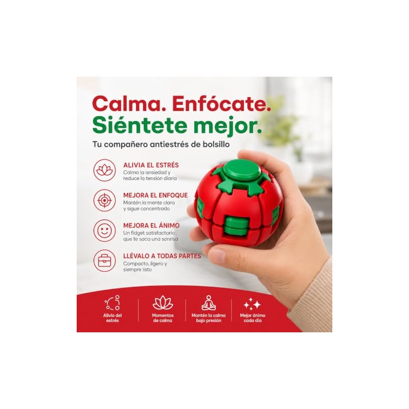 Pelota antiestrés giratoria 360°, Spinner de presión transformable