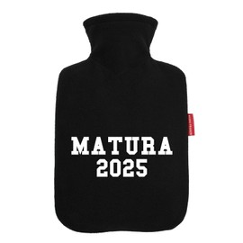 Huuraa Wärmflasche Matura 2025 Abschluss Österreich/Schweiz Geschenk 1,8 Liter Black Classic Veloursbezug Matura 2025 Präsent