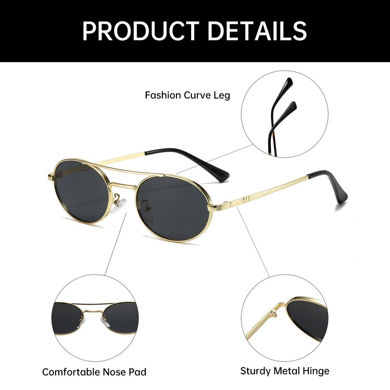 YAMEIZE Retro Metal Frame Pilot Round Sunglasses for Men and