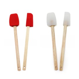 Hufopik 4-Piece Mini Spatula Set, Red,Transparent color Rubber Spatula for Kitchen Mixing Baking Cooking Use