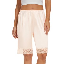 MANCYFIT Bloomers for Women Satin Pettipants for Under Dresses Culottes Slip 9" Inseam Half Slip Shorts Nude Large