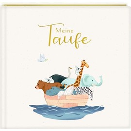 Eintragalbum – Meine Taufe: Arche Noah: Taufgeschenk für Erinnerungen und Fotos, mit edlem Stoffeinband und Goldfolie