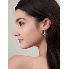 Seiyang Infinity Sapphire Birthstone Earrings 925 Sterling Silver Blue Gemstone Dangle Drop Earrings with September Birthstone Birthday Jewelry Gifts for Women