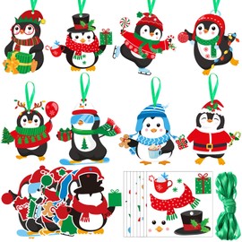 Blosssound 32 Sets Christmas Craft Kits Christmas Penguin Crafts Sticker DIY Xmas Ornament Make Your Own Xmas Craft Projects for Winter Holiday School Classroom DIY Project Activities Decor(Penguin)